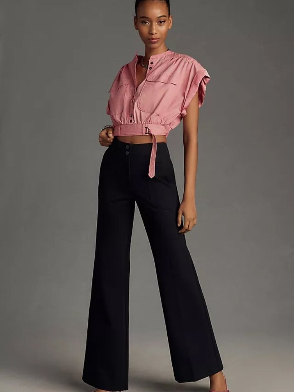 Anthropologie Naomi Ponte Wide-Leg Flare Pants by Maeve
